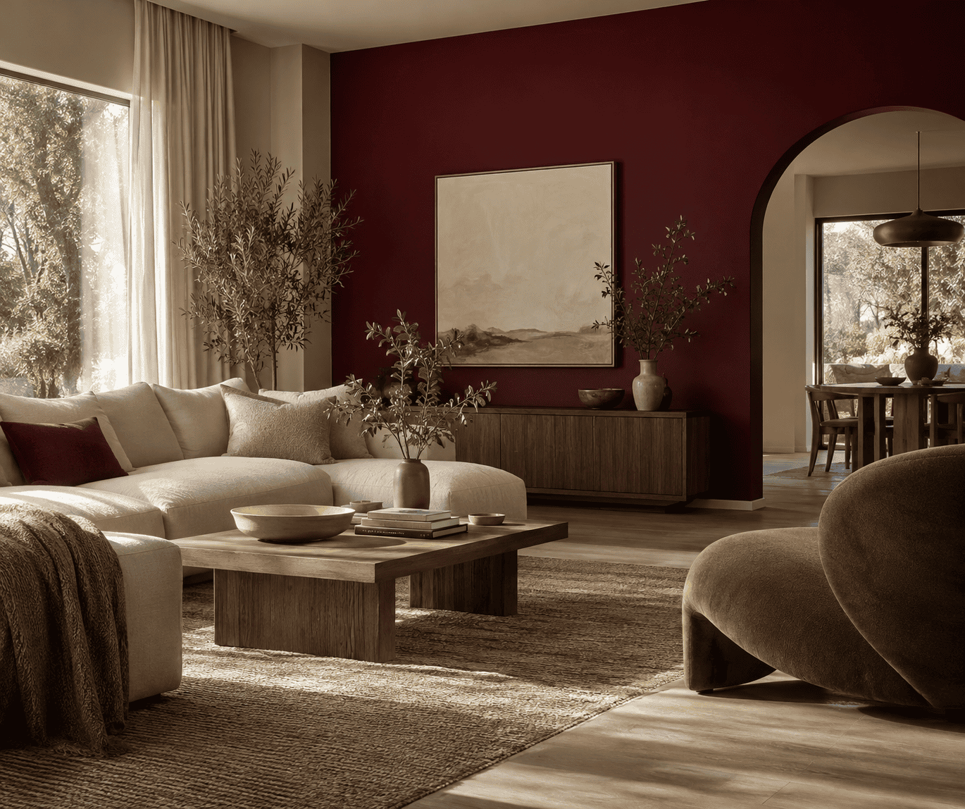 colors that go with burgundy — Interior application