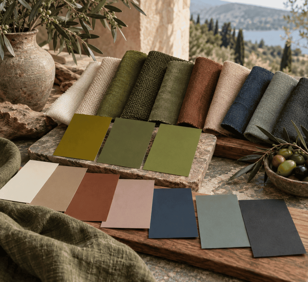 colors that go with olive green — Material study