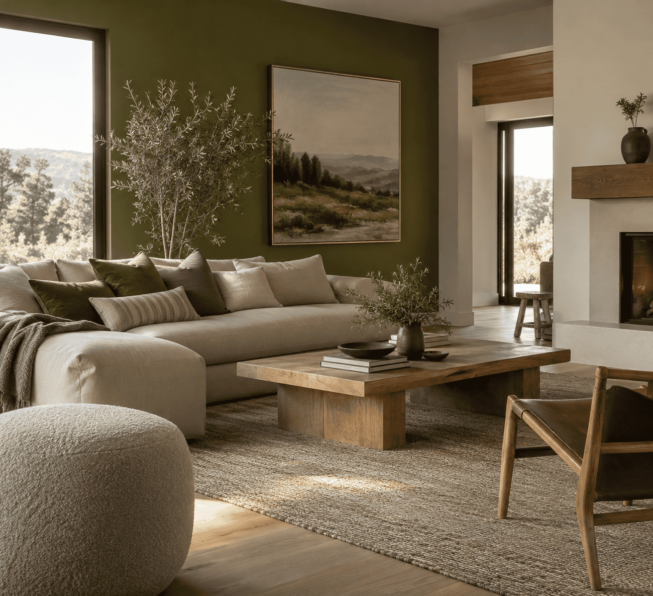 colors that go with olive green — Interior application