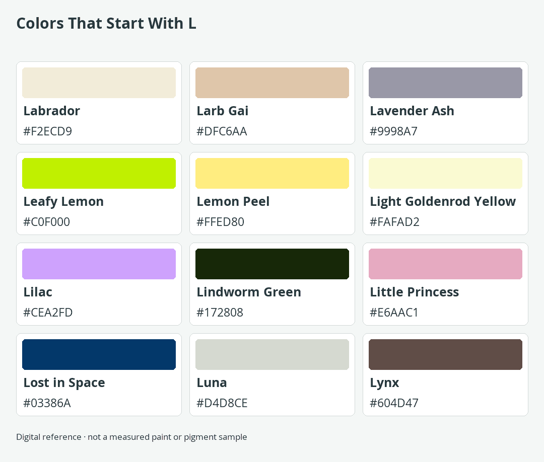 Colors That Start With L